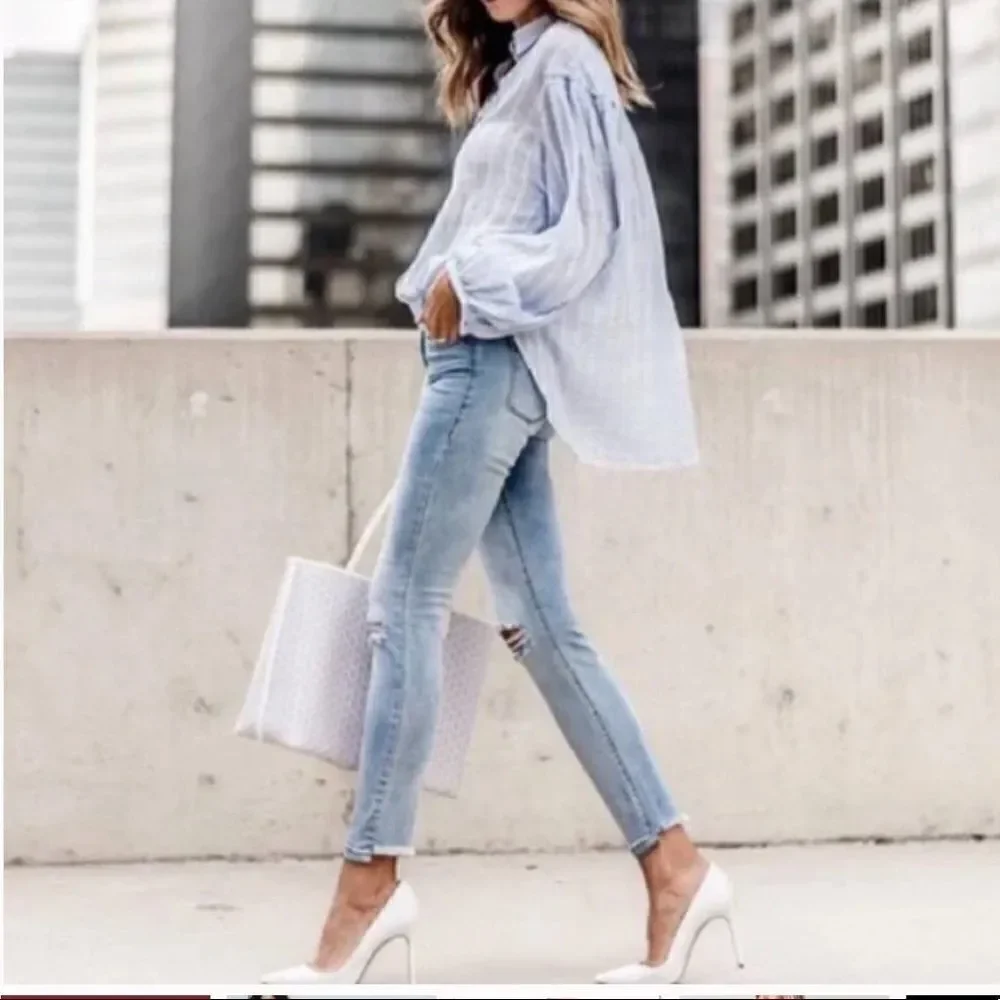 Free People Headed To The Highlands Blue Blouse Small